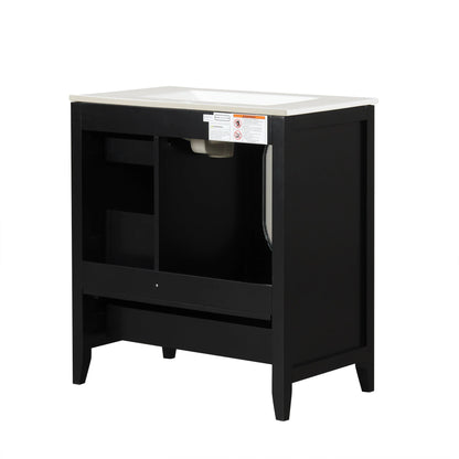 30" Bathroom Vanity with Sink, Bathroom Vanity Cabinet with Three Drawers and Door by eprolo