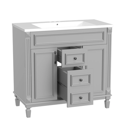 36'' Bathroom Vanity with Top Sink, Modern Bathroom Storage Cabinet with 2 Soft Closing Doors and 2 Drawers, Single Sink Bathroo by eprolo