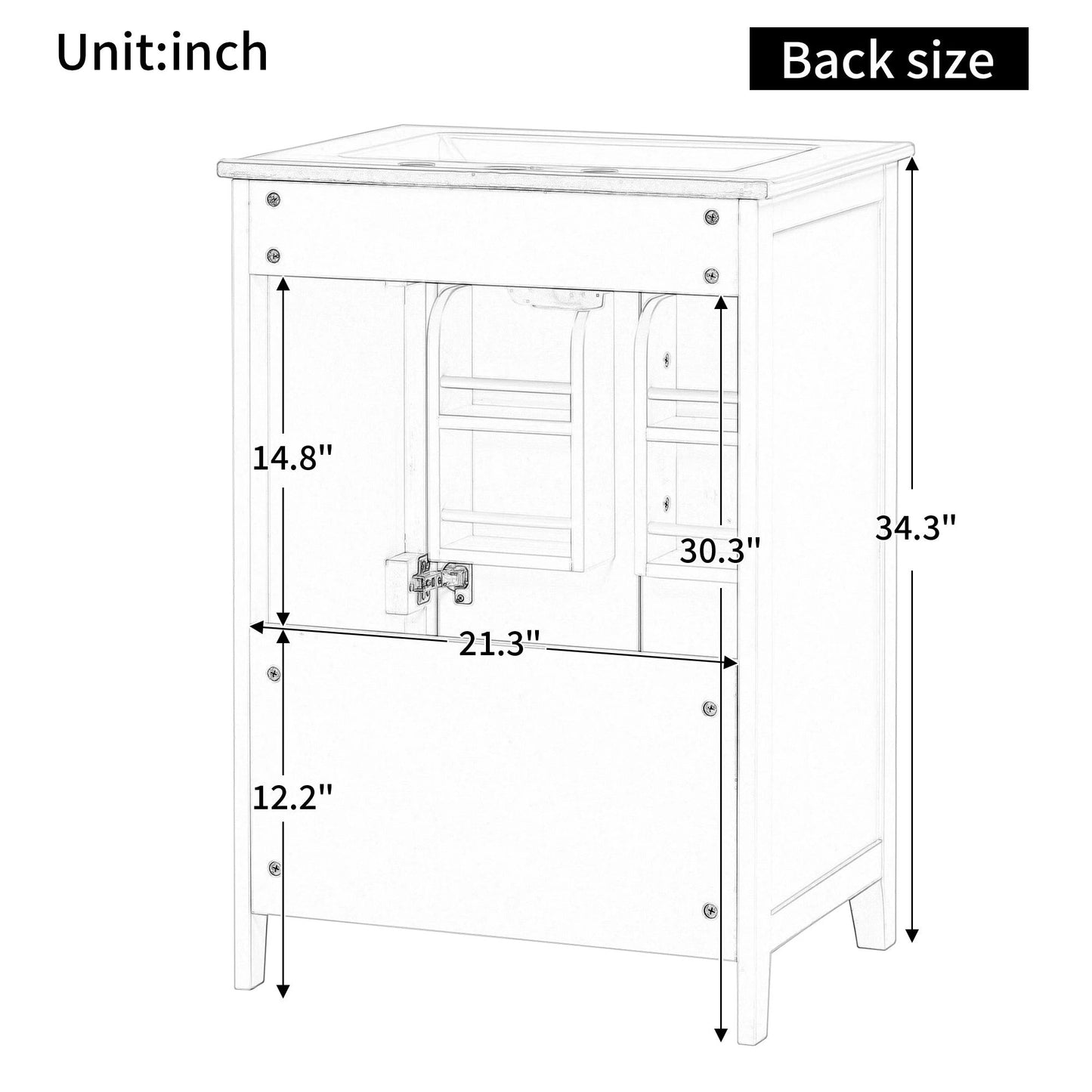 24" Bathroom Vanity with Sink, Bathroom Vanity Cabinet with One Drawer and Doors, Solid Wood and MDF, White by eprolo