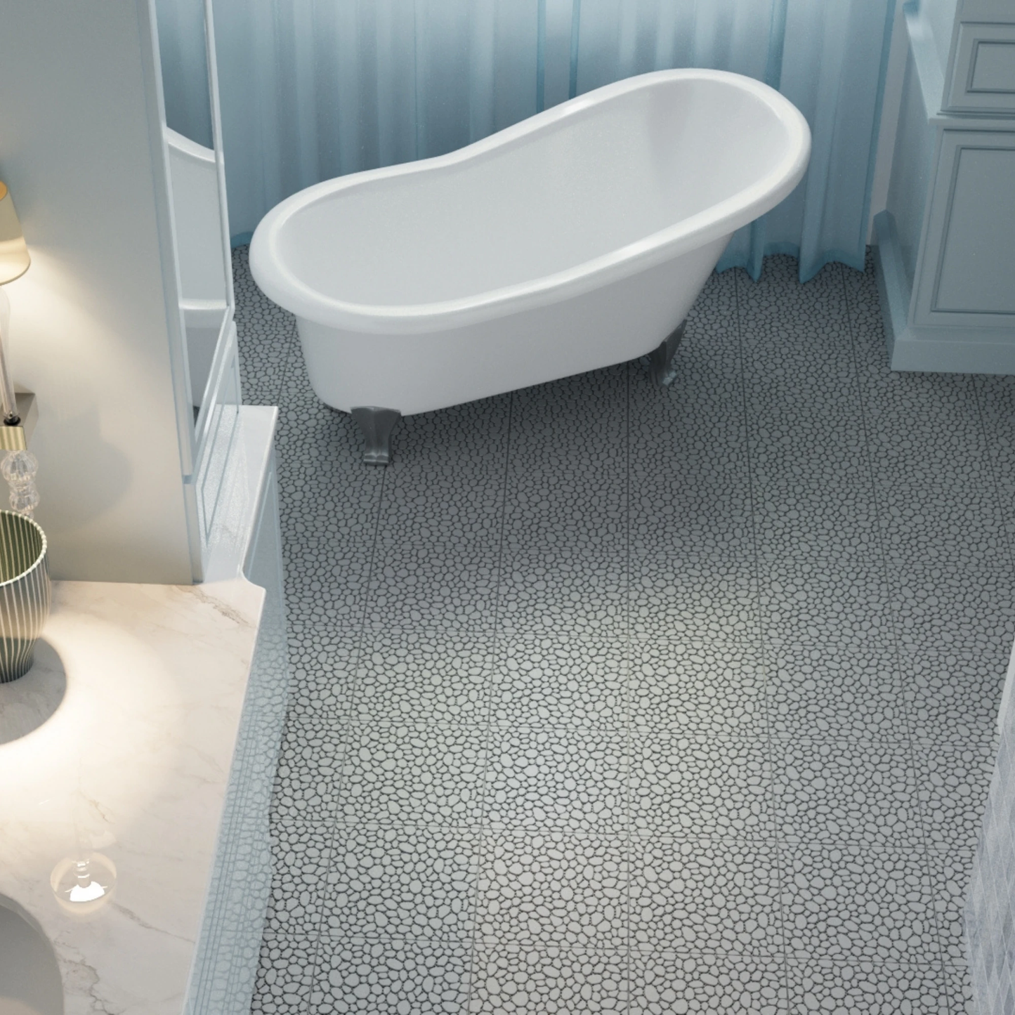 12 x 12 inch gray interlocking deck tiles, plastic waterproof pebble pattern, pack of 12 pieces by eprolo