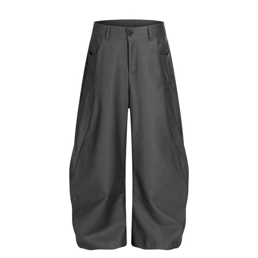 Solid Color Loose Curved Knife Pants by eprolo