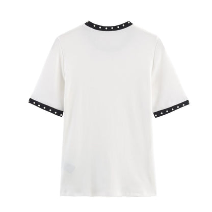 T-shirt polyvalent pour femme avec perles artificielles