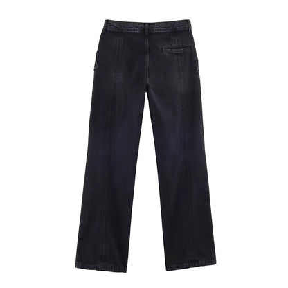 Mid waist wide leg zipper jeans by eprolo