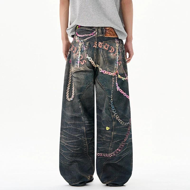 Digital Printed Pearl Sail Loose Straight Leg Pants by eprolo