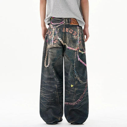 Digital Printed Pearl Sail Loose Straight Leg Pants by eprolo