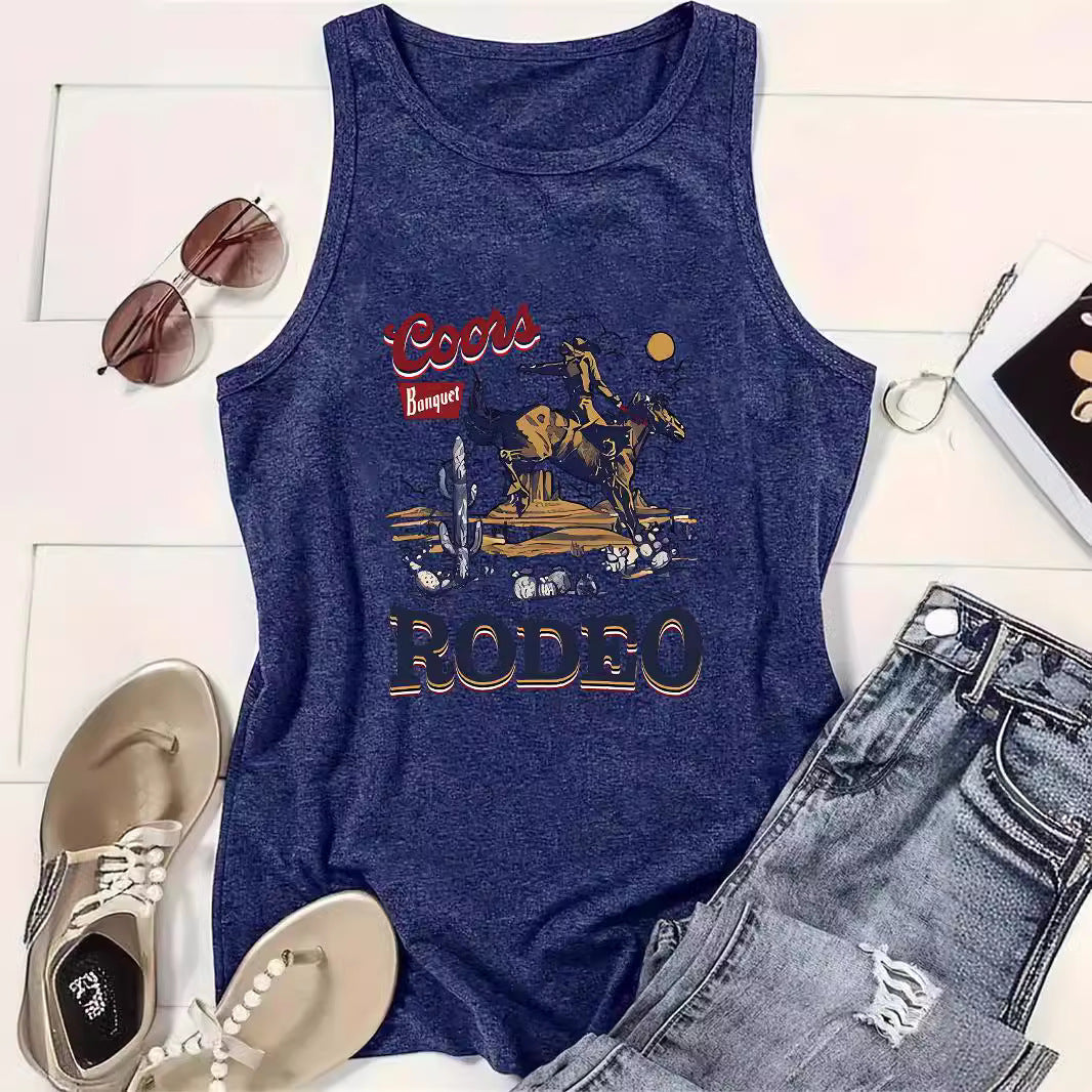 Western denim sleeveless top