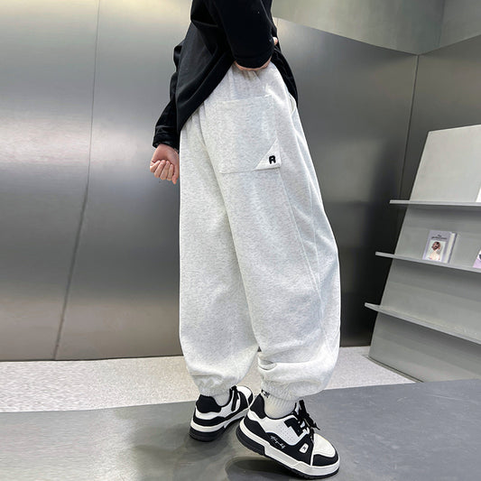 Pantalon de jogging décontracté uni pour garçon, printemps-automne