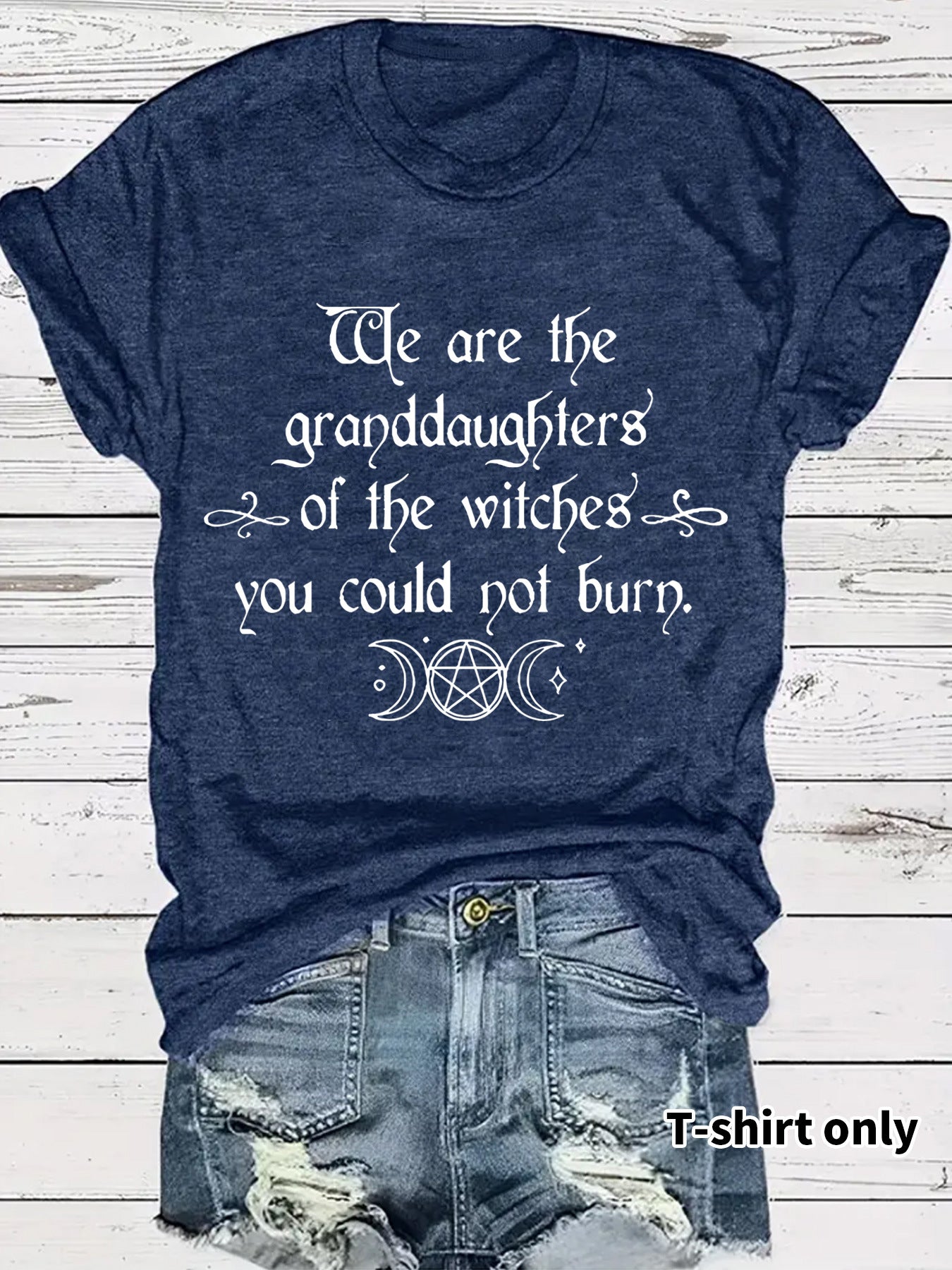 Moon letter printed T-shirt short sleeved loose T-shirt