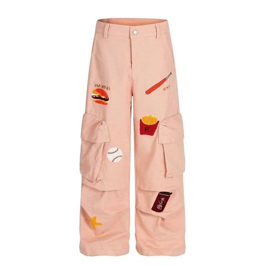 Embroidered Pleated Loose Wide Leg Pants by eprolo