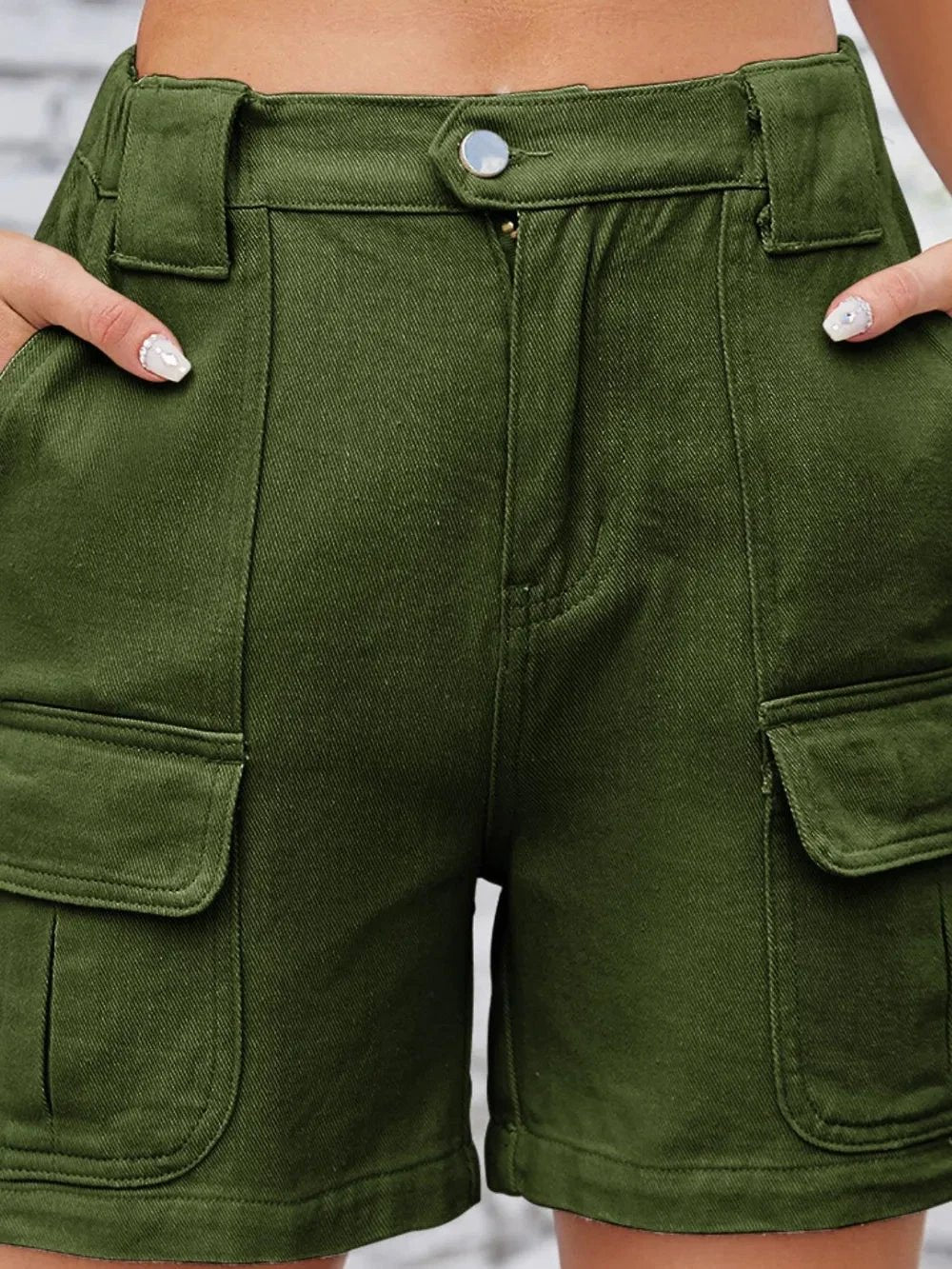 High Waist Washed Denim Shorts by eprolo
