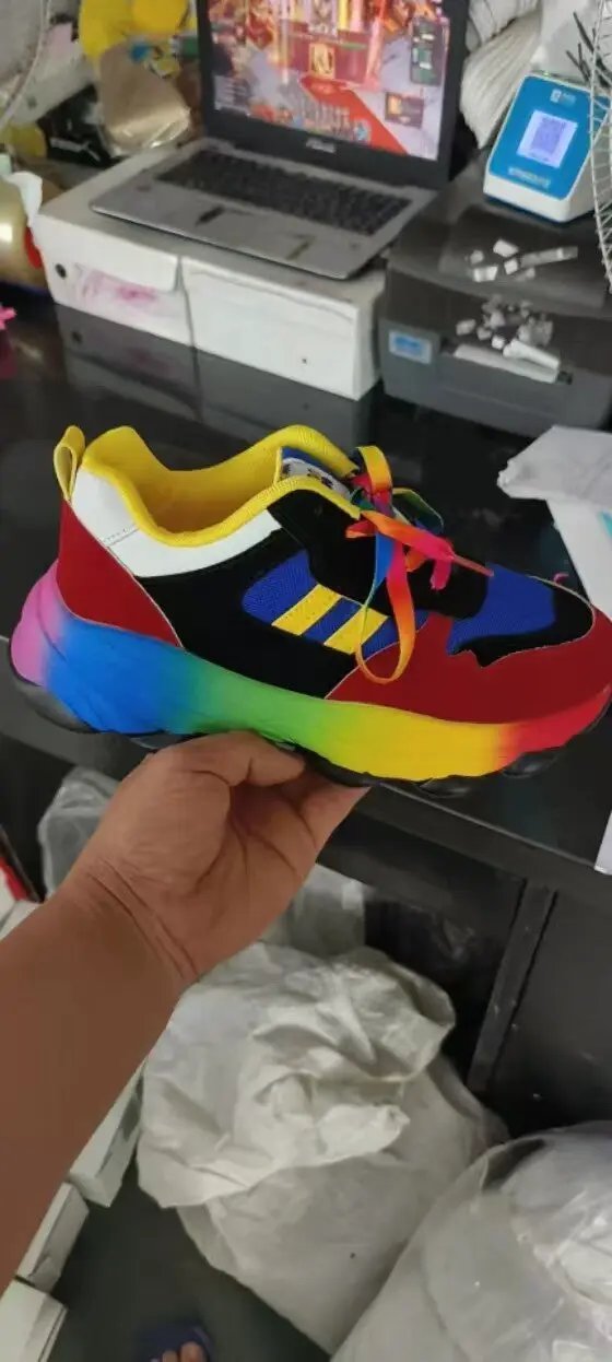 Pumps AdTec women's rainbow thick-bottom sneakers with front lace