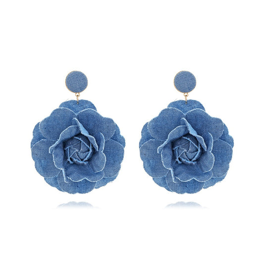 Aretes de flores de mezclilla hechos a mano personalizados