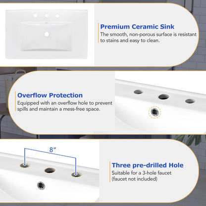 30-Inch Blue Bathroom Vanity with Ceramic Sink and Ample Storage - Ideal Choice for Small Bathrooms by eprolo