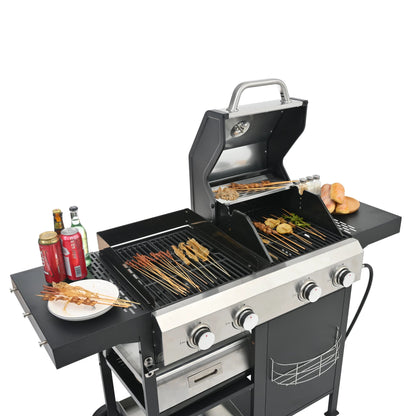 2+2 multifunctional gas barbecue grill and covered grill combination for outdoor cooking - barbecue, barbecue, pizza. by eprolo
