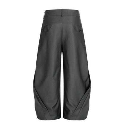 Solid Color Loose Curved Knife Pants by eprolo