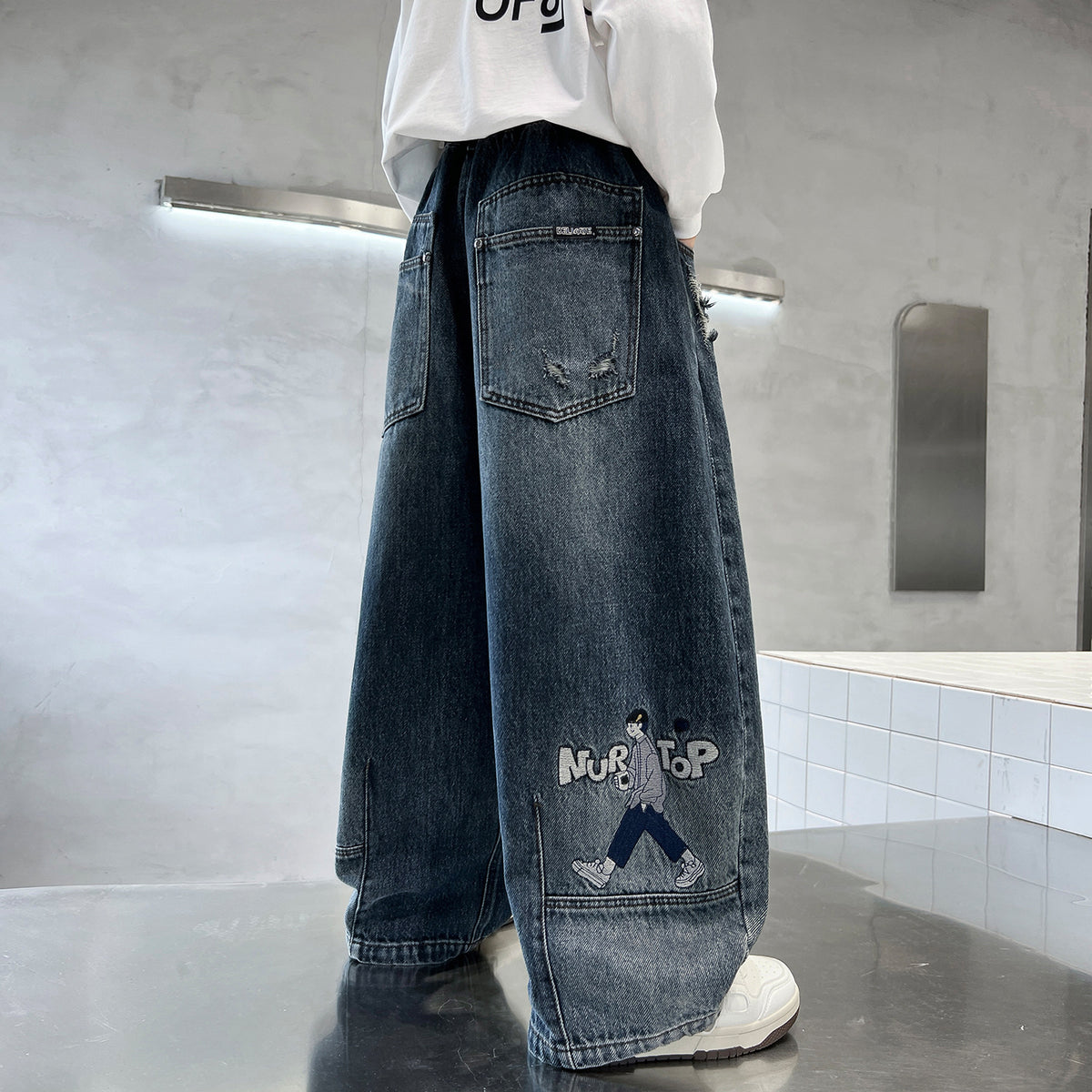 Boys' Trendy Straight Wide Leg Denim Jeans