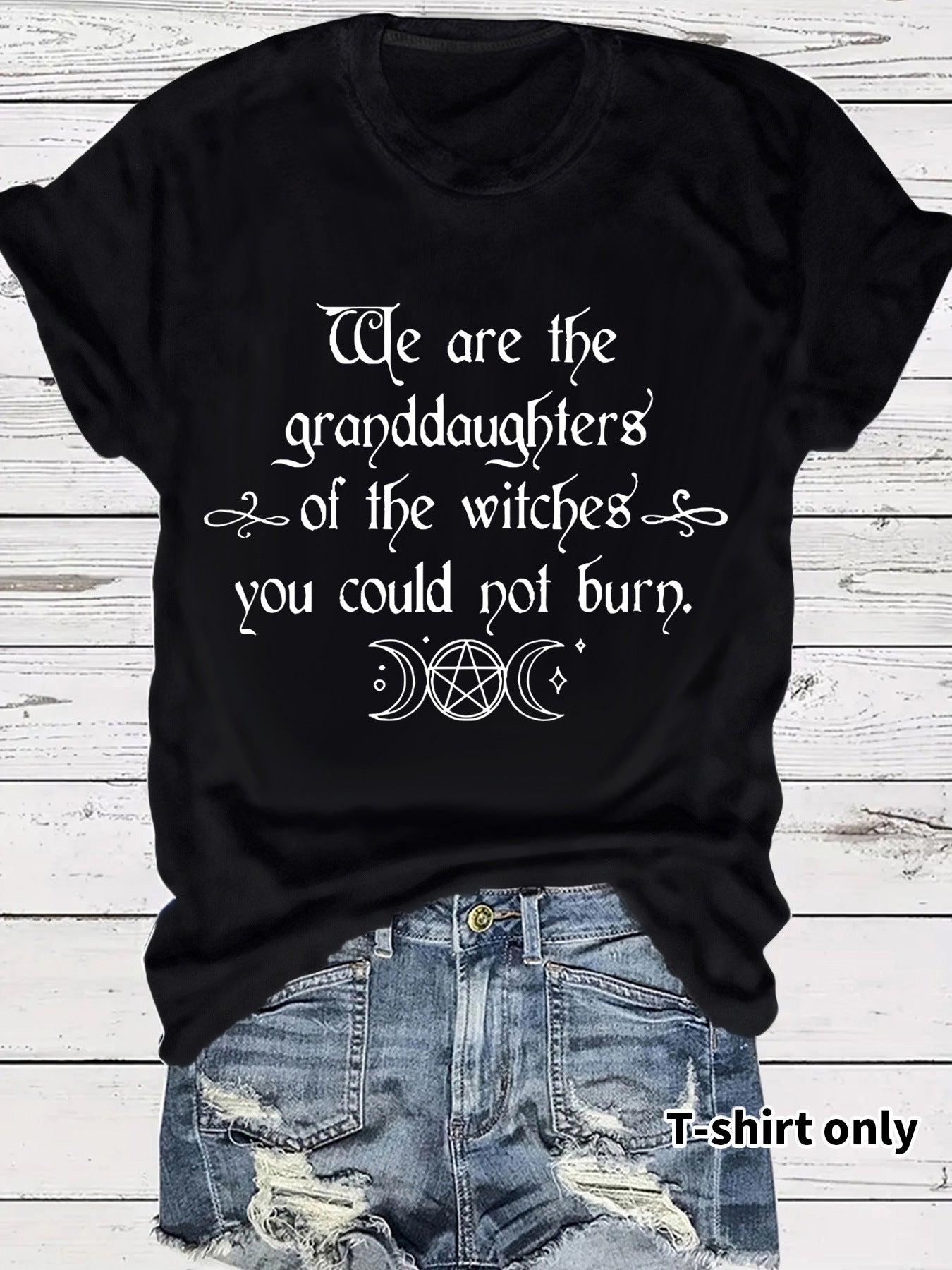 Moon letter printed T-shirt short sleeved loose T-shirt