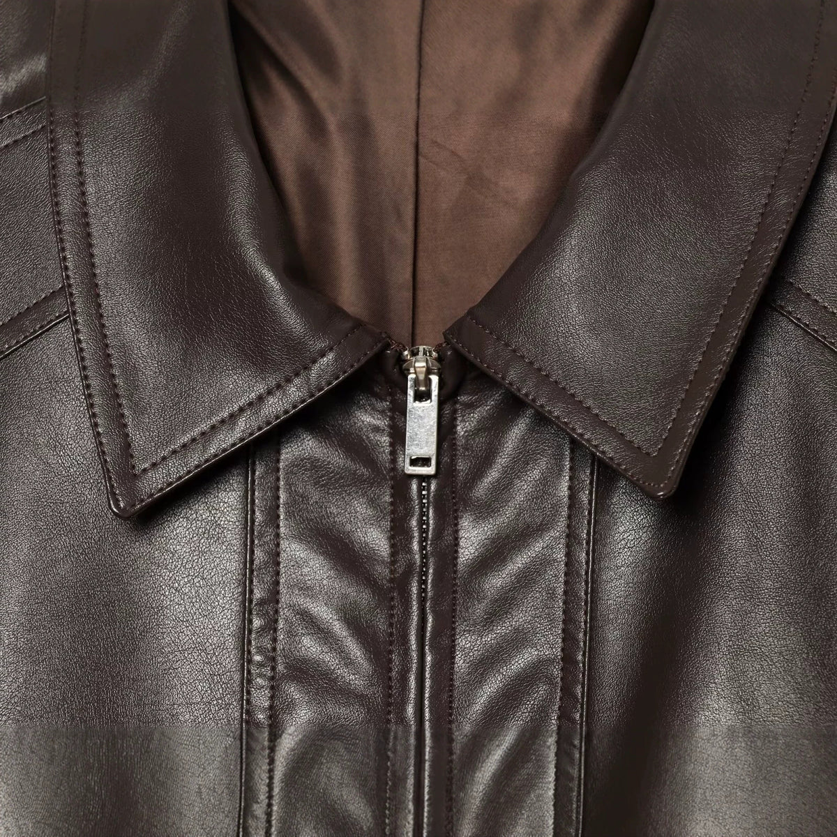 Zipper corridor shaped PU imitation leather jacket for women