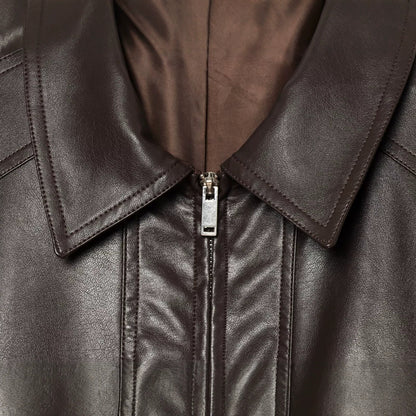 Zipper corridor shaped PU imitation leather jacket for women