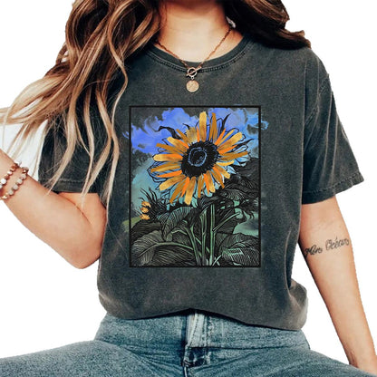 Camiseta estampada lavada y usada