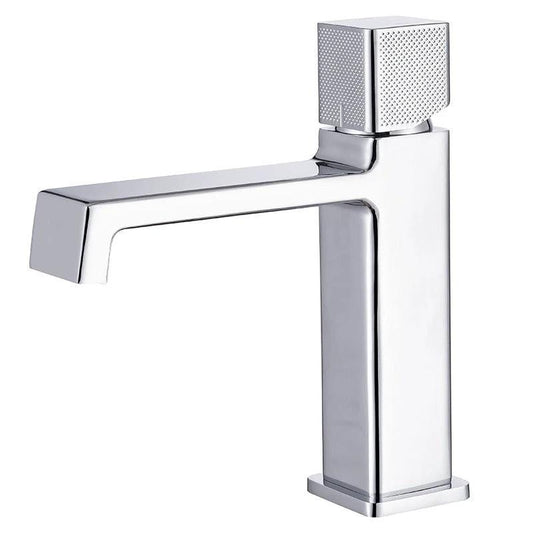 Black square single hole cold and hot countertop basin sink chrome faucet by eprolo