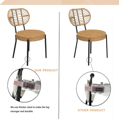 3 meubles de jardin de luxe en osier - Salon de bistrot d'extérieur avec table et chaises