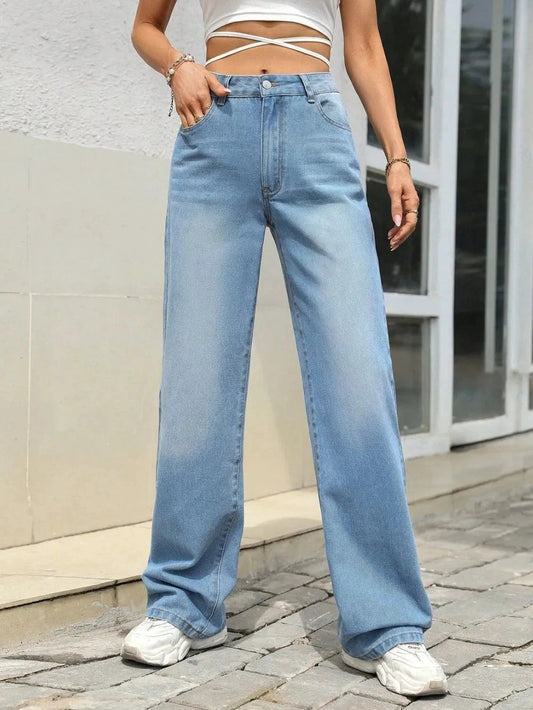 Mid Rise Wide Leg Jeans by eprolo