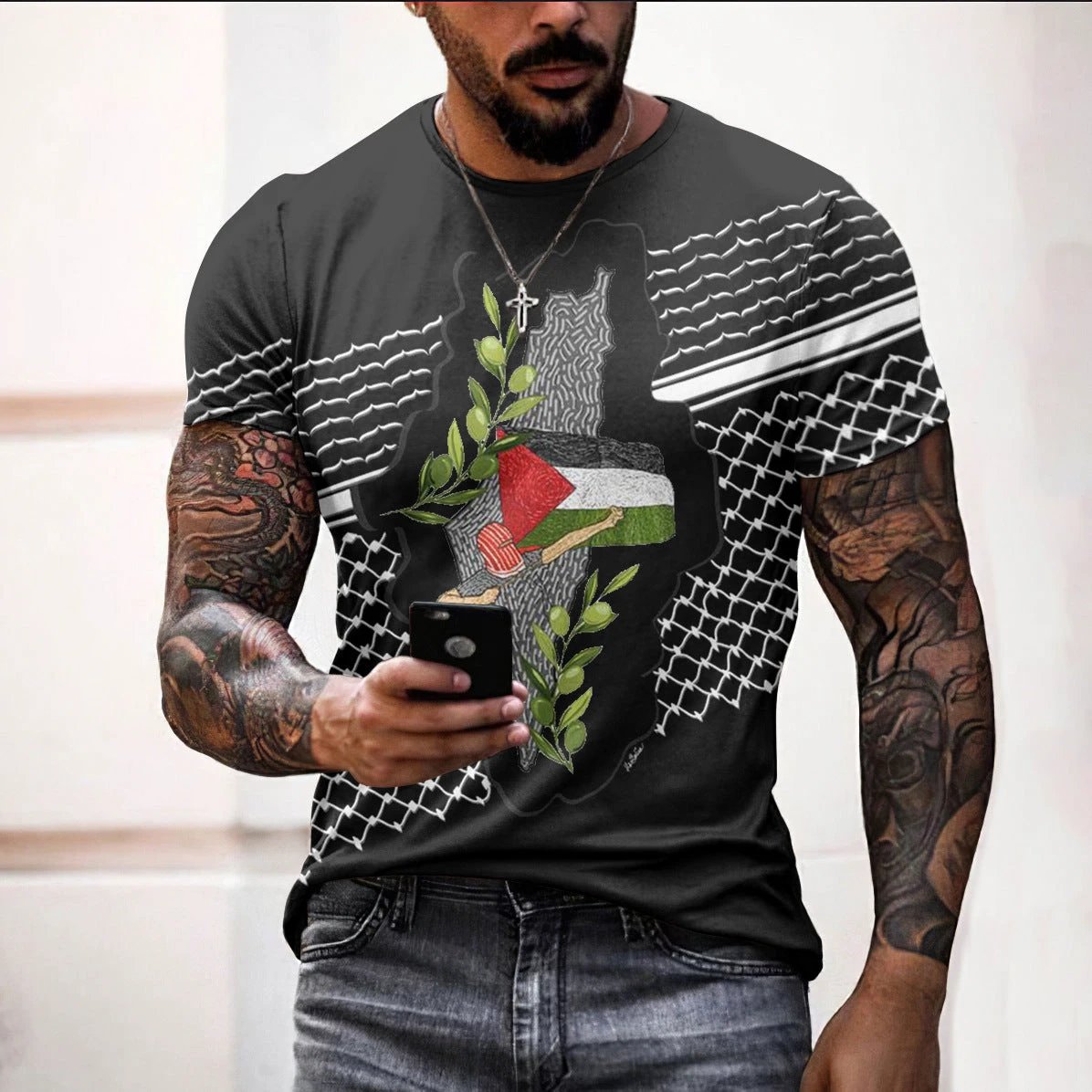 3D printed T-shirt men's summer Viking top casual short sleeved shirt by eprolo
