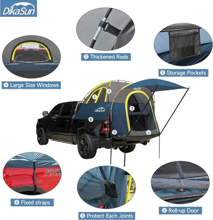 5.5-6.7ft Pickup Truck Bed Tent with Awining Navy by eprolo