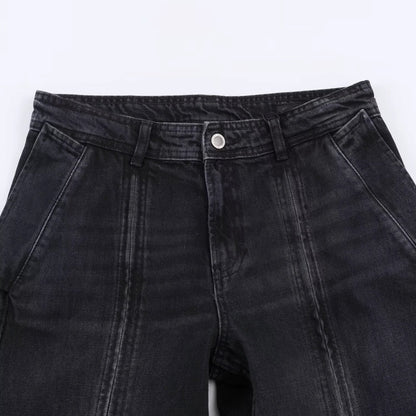 Mid waist wide leg zipper jeans by eprolo