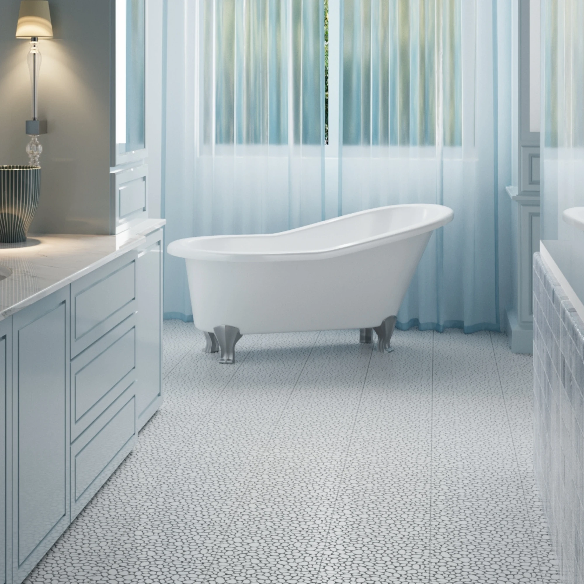 12 x 12 inch gray interlocking deck tiles, plastic waterproof pebble pattern, pack of 12 pieces by eprolo