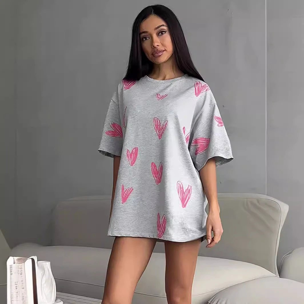 Love printed T-shirt, European and American street trend hand-painted love printed short sleeved T-shirt by eprolo