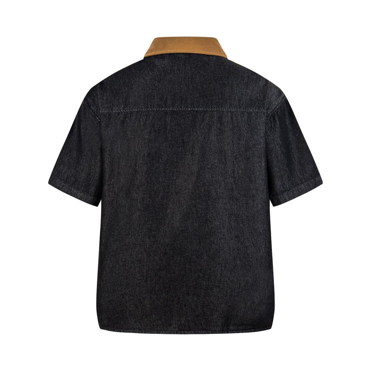 Chemise en jean brodée chien à manches courtes