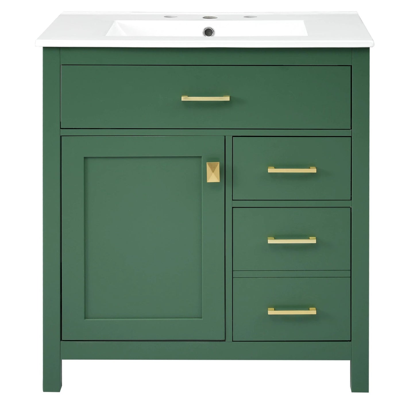 30-Inch Green Bathroom Vanity with Ceramic Sink and Ample Storage - Ideal Choice for Small Bathrooms by eprolo