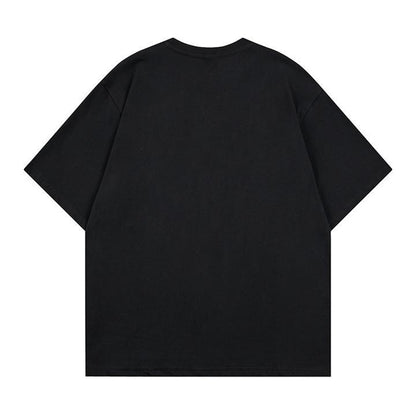 Camiseta de manga corta con estampado de gato agachado