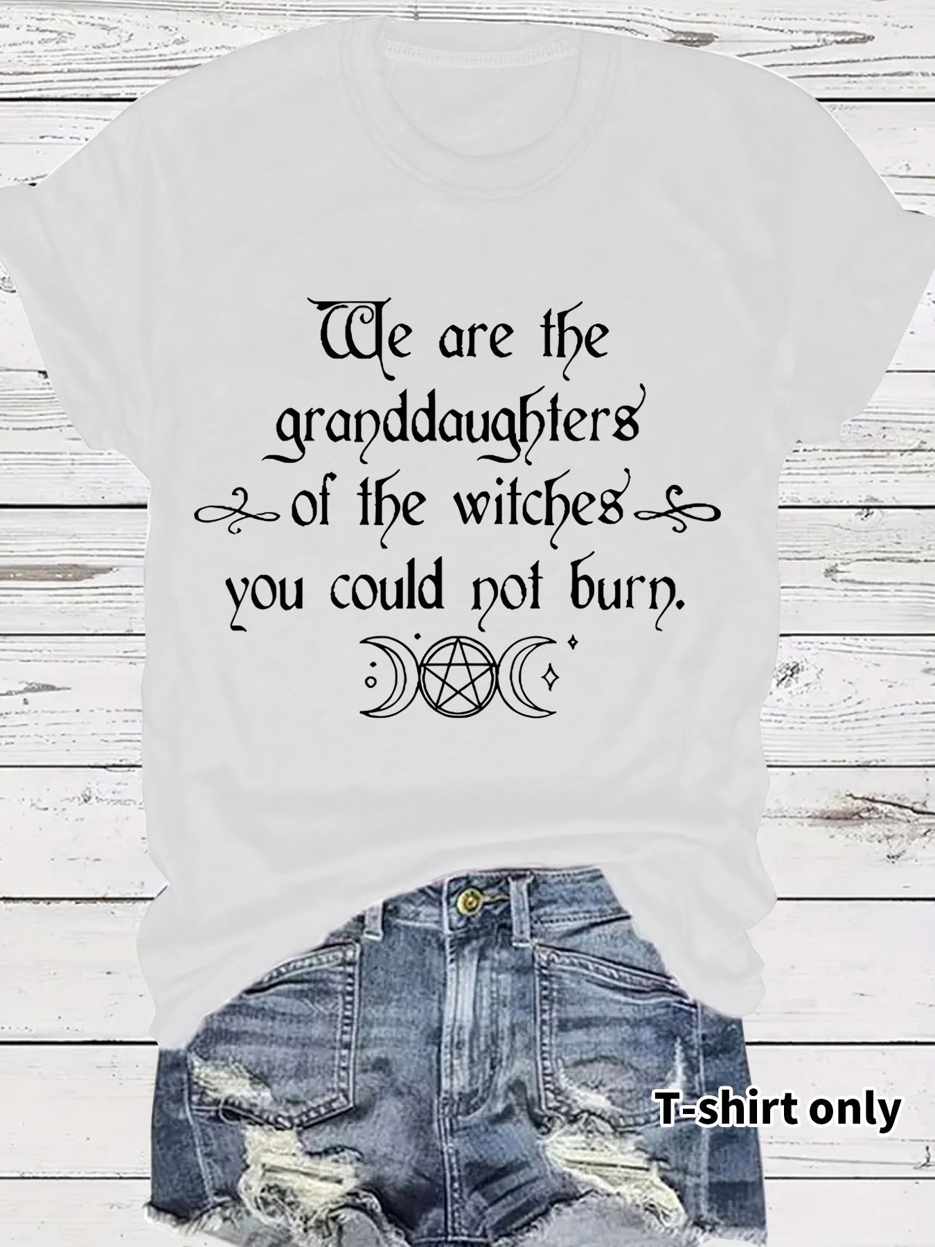 Moon letter printed T-shirt short sleeved loose T-shirt