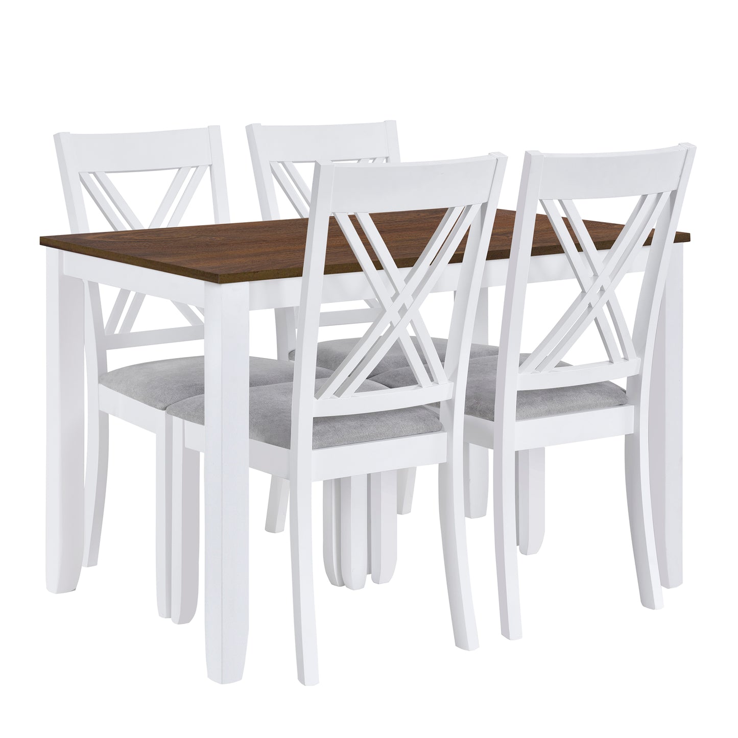 Juego de comedor rústico minimalista de madera de 5 piezas