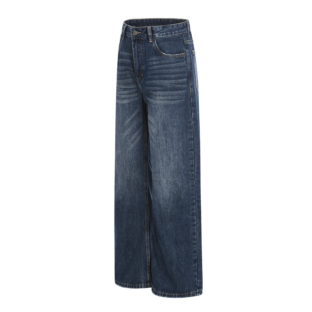 pantalon droit en denim délavé