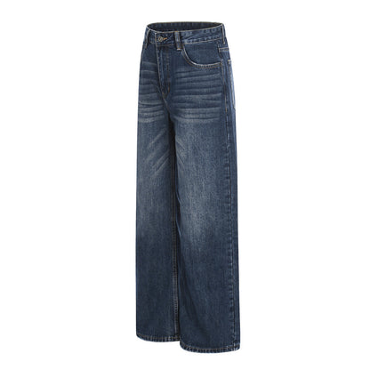 pantalon droit en denim délavé