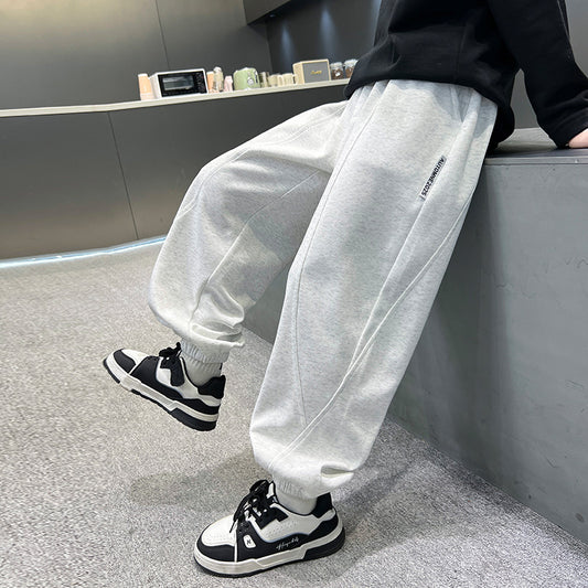Pantalon de jogging décontracté uni pour garçon, printemps-automne