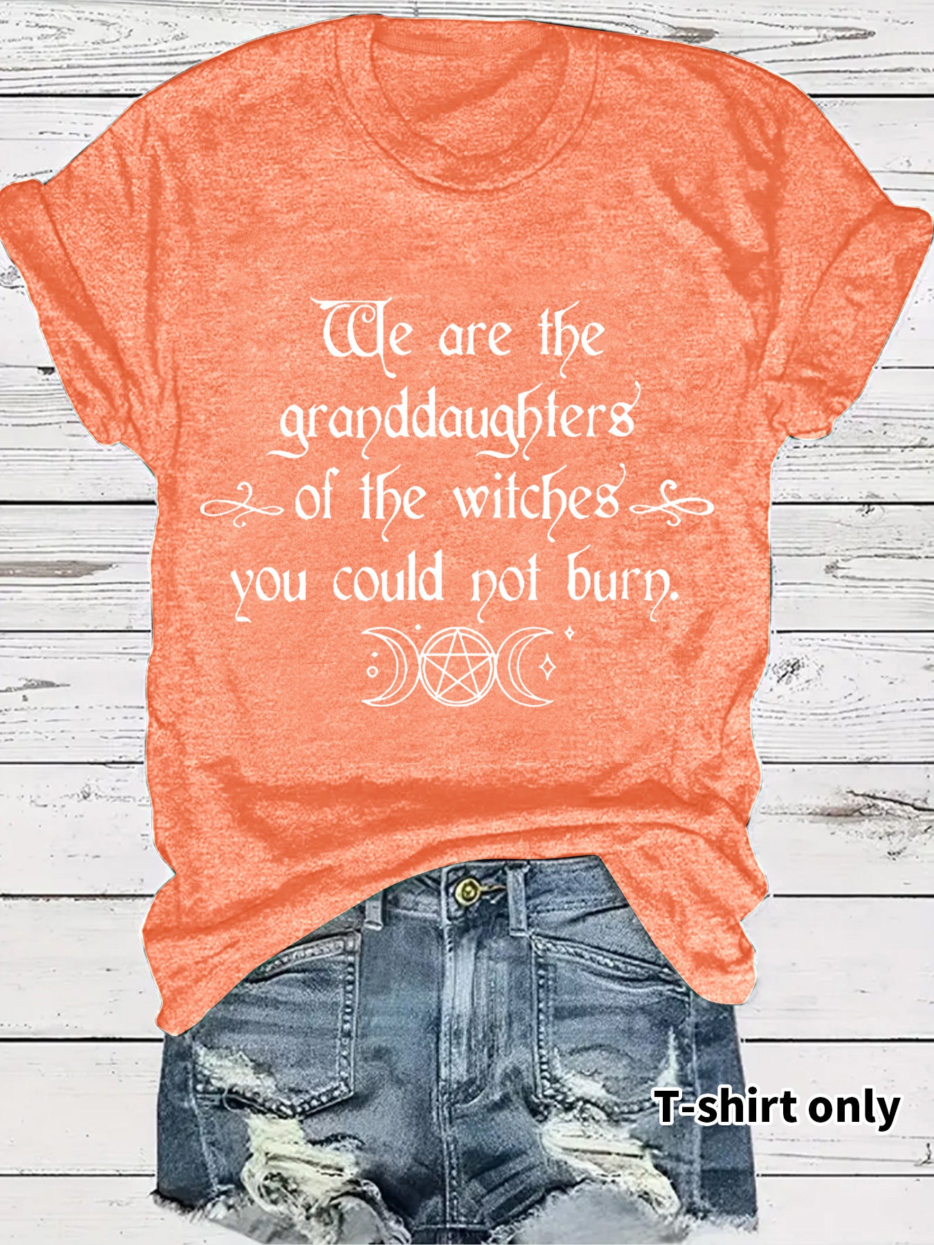 Moon letter printed T-shirt short sleeved loose T-shirt