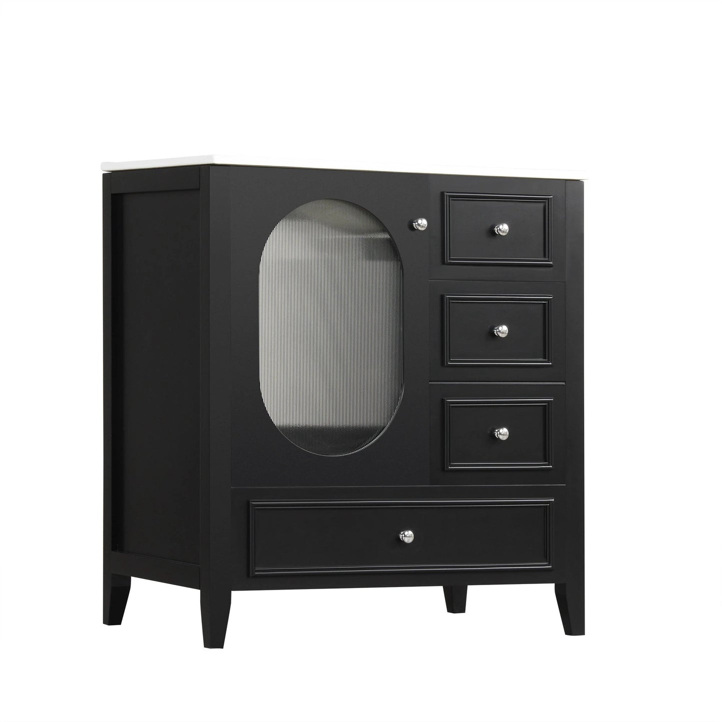 30" Bathroom Vanity with Sink, Bathroom Vanity Cabinet with Three Drawers and Door by eprolo