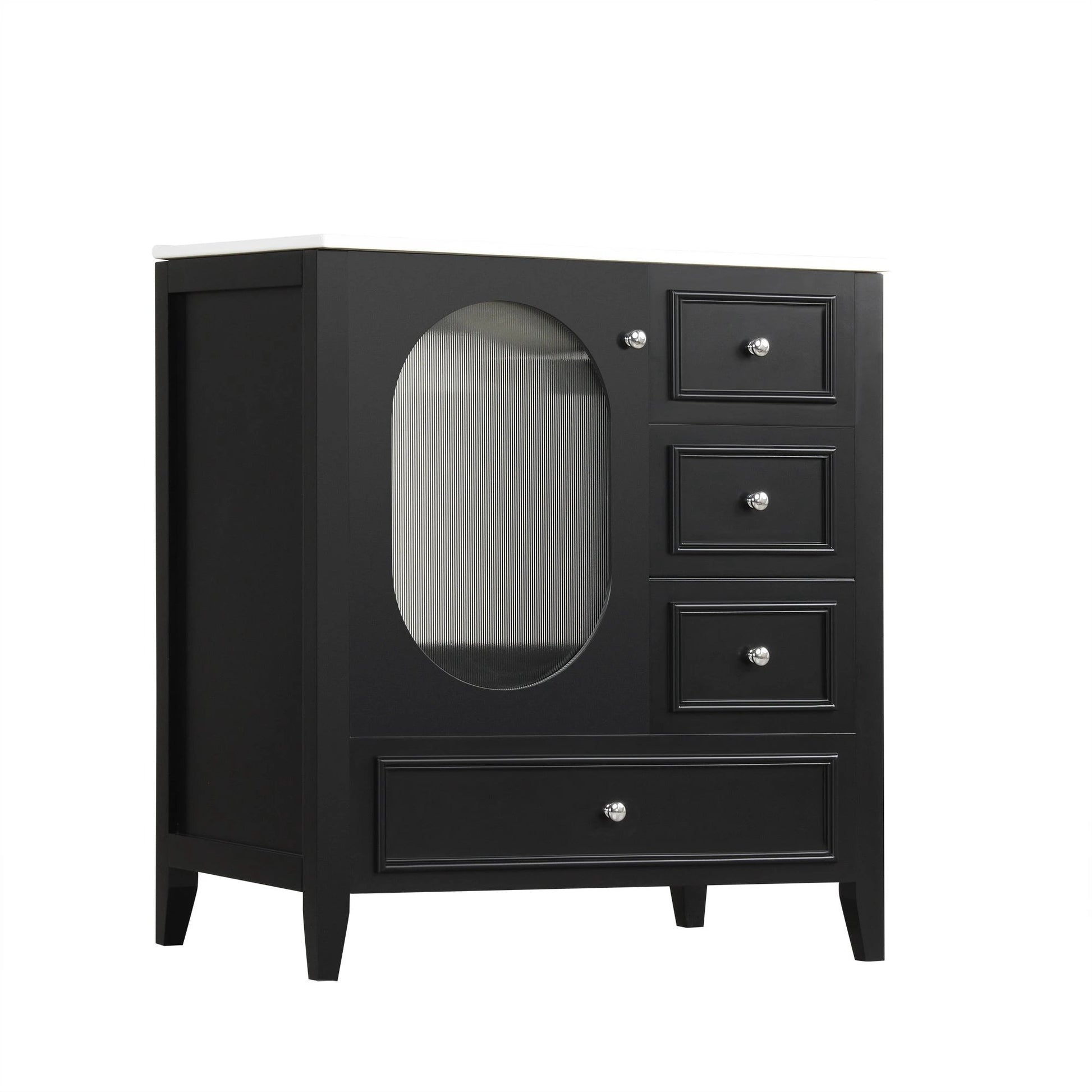 30" Bathroom Vanity with Sink, Bathroom Vanity Cabinet with Three Drawers and Door by eprolo