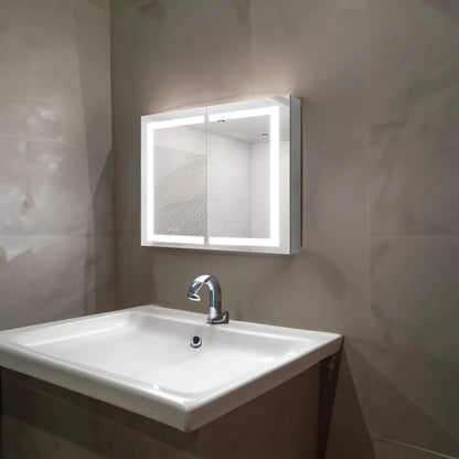 36 x 30 inch Medicine Cabinet with LED Vanity Mirror Anti-Fog Recessed or Surface Mount Waterproof DimmableAluminum 3000K~6000K Lighted Double Door Bathroom Cabinet with Touch Switch by eprolo