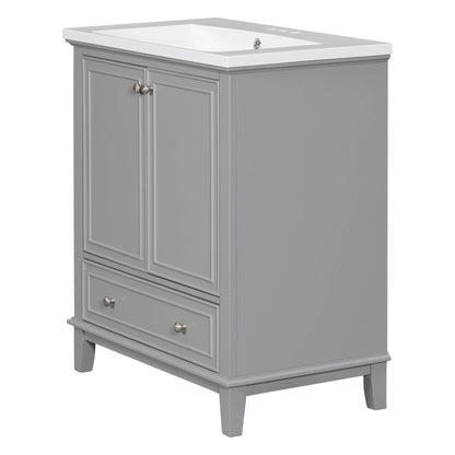 30inchgrey Bathroom Vanity with Sink ComboMulti-functional Bathroom Cabinet with Doors and Drawer Solid Frame and MDF Board by eprolo