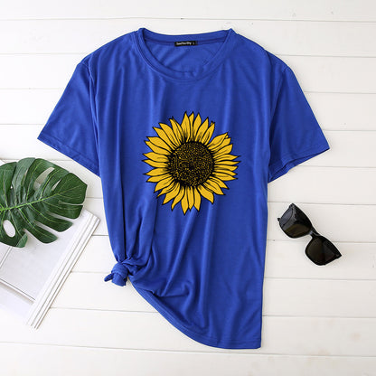 Sunflower Women's T-Shirt Short Sleeve Top Round Neck New