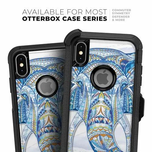 Geometric Sacred Elephant skin kit for iPhone OtterBox cases by PrimeCanada.Store; blue patterned cases shown, 2 items