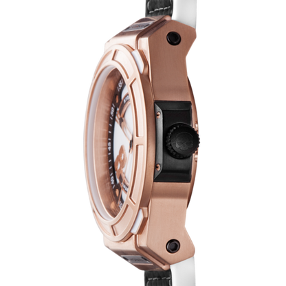 Otto White Rose Gold watch by PrimeCanada.Store, rose-gold case with white strap