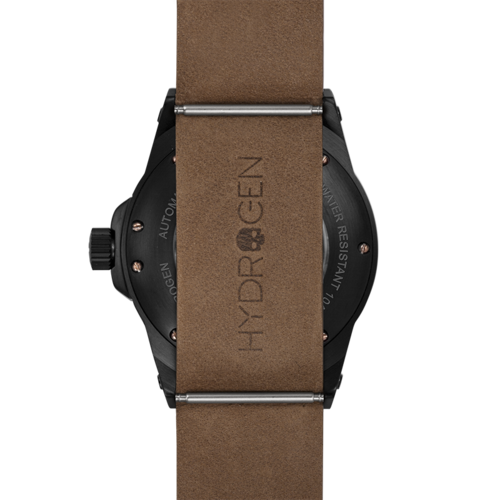 Sportivo Black Brown Nato strap on black watch case; brown leather with Hydrogen and metal hardware, PrimeCanada.Store.