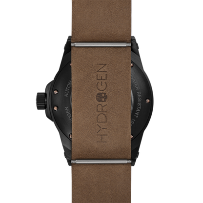 Sportivo Black Brown Nato strap on black watch case; brown leather with Hydrogen and metal hardware, PrimeCanada.Store.